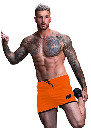 Aspire Wear Shorts Naranja Neón para Hombre con Tela Micro Stretch Innovadora y Moderna, Entrenar o Nadar con Malla Interior (M)