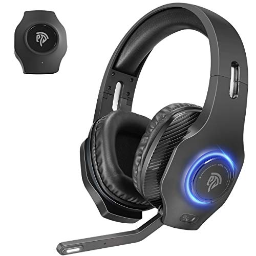 Auriculares Gaming Inalambricos 7.1 Sonidos PS4, PS5, EasySMX 2.4G Cascos Gaming Inalambricos Estéreo con 7.1 Soindos, Microfóno, RGB LED, y Control de Volumen para PS4, PS5, PC y Mac