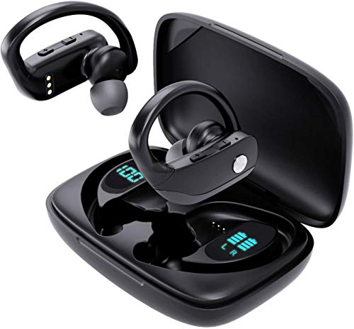 Auriculares Inalámbricos Bluetooth 5.0 con Micrófonos, Auriculares Bluetooth Sonido Estéreo 3D, 30 Horas y Carga Rápida USB-C, Control Táctil, Deportivos IPX5 Impermeable para hacer ejercicio o Viajar