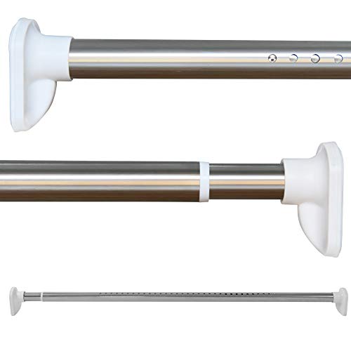 Barra de cortina de ducha extensible sin agujeros 160 – 210 cm, acero inoxidable plateado, barra telescópica, barra de tensión, para cuarto de baño, ventana, cocina, armario Barra de cortina de ducha extensible sin agujeros 160 – 210 cm, acero inoxidable plateado, barra telescópica, barra de tensión, para cuarto de baño, ventana, cocina, armario