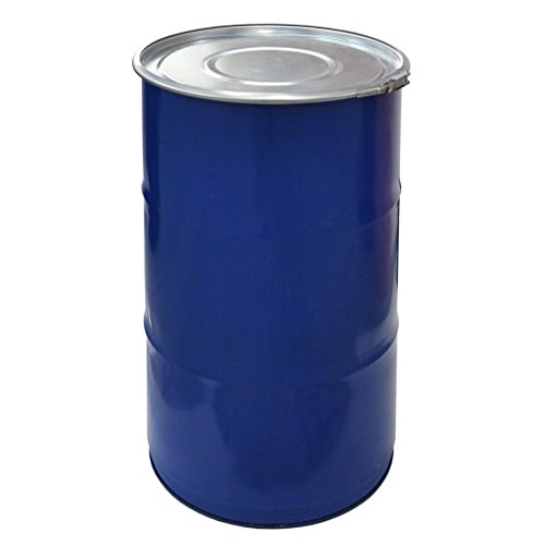 Barril de metal abierto, azul, 120 L, con tapa y anillo de bloqueo (23022)