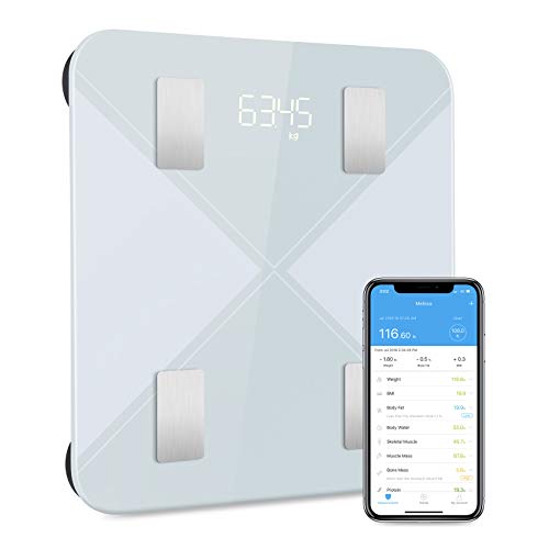 Bascula de Baño Digital Grasa Corporal, Mpow báscula inteligente con App, Analizar Más de 13 Funciones, Máximo 180 Kilos, Aplicar para Andriod y Ios Bascula de Baño Digital Grasa Corporal, Mpow báscula inteligente con App, Analizar Más de 13 Funciones, Máximo 180 Kilos, Aplicar para Andriod y Ios