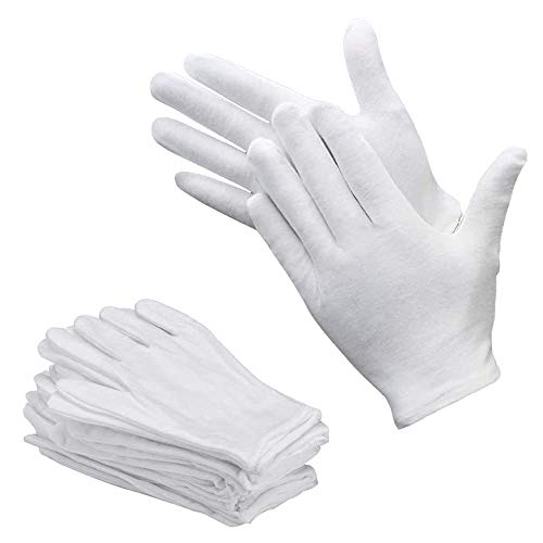 Bestgle 15 pares de guantes de tela blanca, Guantes de algodón blanco Guantes Guantes Hidratantes de Algodon,Cómodo y Ttranspirable Guantes de Algodon para el Cuidado de la Piel(L)
