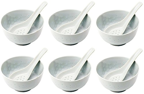 bick.shop Cuenco de arroz y cuchara de porcelana china (6 unidades)