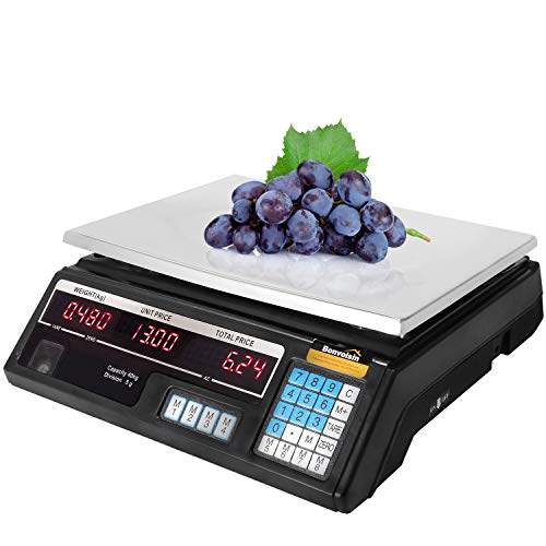Bonvoisin Báscula digital de pesaje de precios de 40 kg recargable y precisa báscula de mercado al por menor equipo de conteo para frutas y verduras mariscos vivos