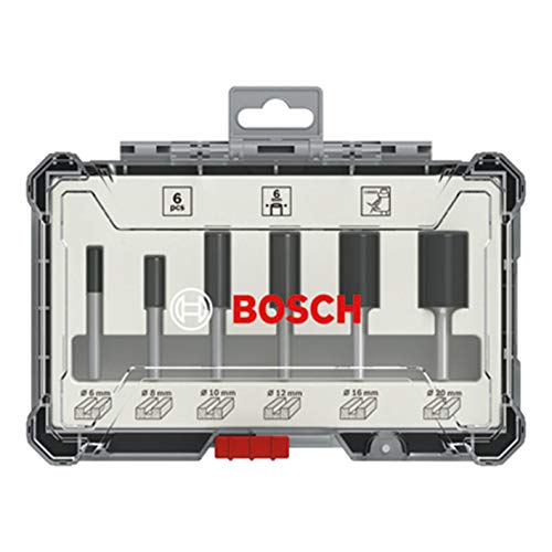 Bosch Professional 2607017465 Juego de 6 fresas (para madera, para fresadoras con vástago de 6 mm), Color