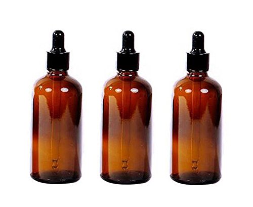 Botes de cristal redondos con cuentagotas, para aceites esenciales, 100 ml, 3 unidades, color amarillo