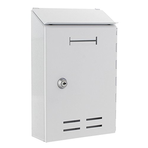 Buzón HDM-1900 de HomeDesign, Color Blanco, Fabricado en acero de alta calidad, con, Carga superior con solapa, Cerradura de cilindro Buzón HDM-1900 de HomeDesign, Color Blanco, Fabricado en acero de alta calidad, con, Carga superior con solapa, Cerradura de cilindro