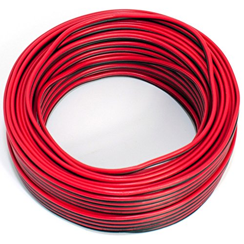 Cable de altavoz 2 x 0,50 mm², 25 m, rojo y negro, CCA, cable de audio, cable de caja