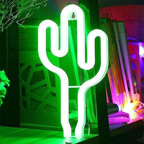Cactus luz de neón del USB LED Luces Cactus lámpara de pared decoración de la habitación con pilas luces de neón verde de neón signos Cactus Lámparas de luz para los niños dormitorio Barra de-Cactus