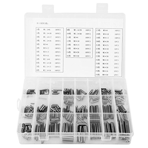 Caja de Pasador de Resorte,280Pcs Juego de pasadores de tensión de Resorte de Acero Inoxidable M1.5 M2 M2.5 M3 M5 M6 M8 con Caja