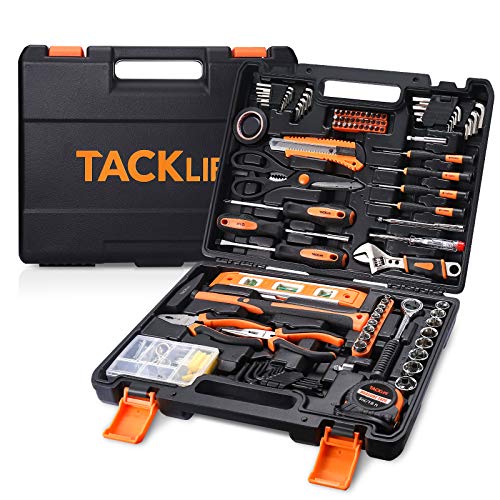 Caja Herramientas 144 en 1, TACKLIFE Maletín de Herramientas Portátil 144 Piezas, Destornillador con Cuchillo de Martillo, Herramientas Mecánicas para Reparaciones Diarias, Perfecto Hogar - TLHTS01HD