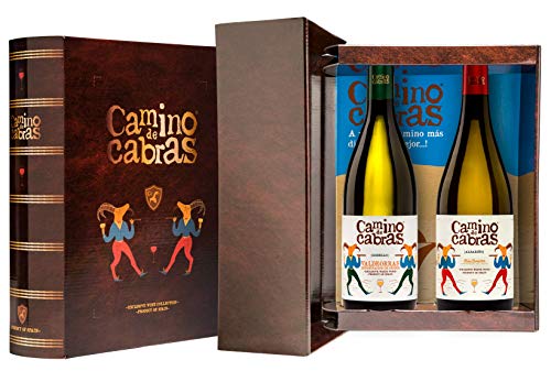 CAMINO DE CABRAS Estuche de vino – Albariño D.O. Rías Baixas + Godello D.O. Valdeorras - Vino blanco –Producto Gourmet - Vino para regalar - Vino Premium - 2 botellas x 750 ml.