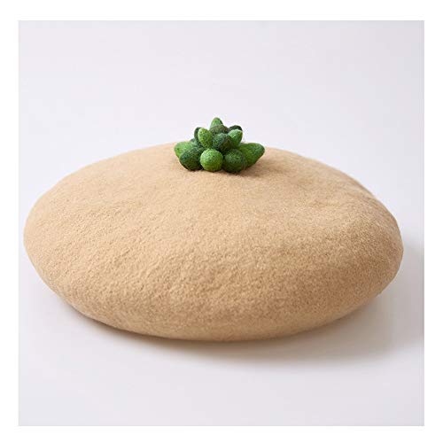 Cap Nueva Planta de Lana Linda de la Mujer de Fieltro Boinas Hechas a Mano del Casquillo del Sombrero Precioso originalidad de la Manera Invierno Tocado (Color : Light Khaki, Size : 56-58CM) Cap Nueva Planta de Lana Linda de la Mujer de Fieltro Boinas Hechas a Mano del Casquillo del Sombrero Precioso originalidad de la Manera Invierno Tocado (Color : Light Khaki, Size : 56-58CM)