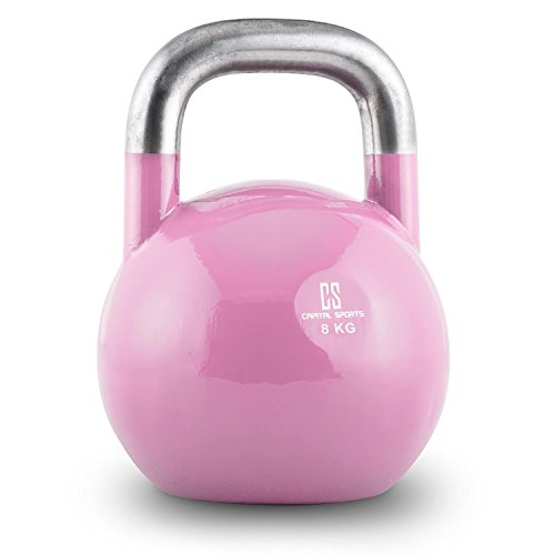 Capital Sports Compket 8 Pesa Rusa de competición (8kg Peso, Bola de Acero, Mango Suave, Base alisada, Adecuado para Uso al Aire Libre, indicador de Kilos, Kettlebell Color Rosa) Capital Sports Compket 8 Pesa Rusa de competición (8kg Peso, Bola de Acero, Mango Suave, Base alisada, Adecuado para Uso al Aire Libre, indicador de Kilos, Kettlebell Color Rosa)