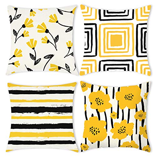 Carttiya Fundas de Cojines 45x45 (4Pcs), Funda de Cojines para Decoracion Sofá, Cojines para Sofá Originales de Material Algodón y Lino, Rayas Amarrillas Carttiya Fundas de Cojines 45x45 (4Pcs), Funda de Cojines para Decoracion Sofá, Cojines para Sofá Originales de Material Algodón y Lino, Rayas Amarrillas