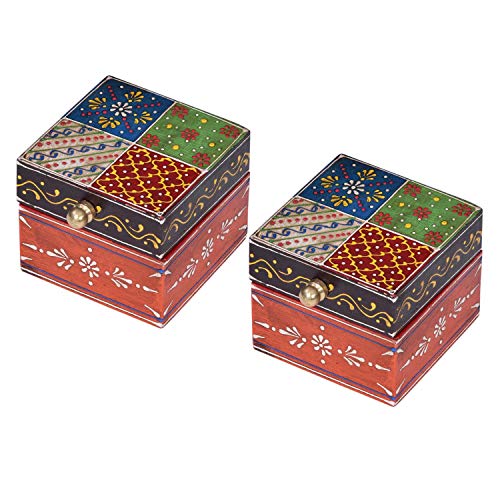 Casa Moro Juego de 2 cajas para joyas orientales Ananda de 7,5 x 7,5 x 6,5 cm (ancho x profundidad x alto)