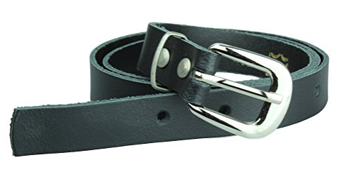 Cinturón de cuero verdadero 2cm de ancho en color negro - tamaño de la cintura: 90cm - longitud total 105cm