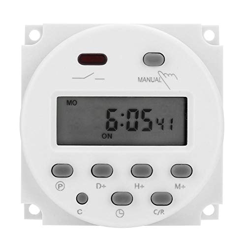 CN101A DC 12V Mini LCD Digital LCD Potencia Programador semanal Interruptor de relé Temporizador Digital Control de Temporizador de Potencia con Tapa Impermeable Blanco