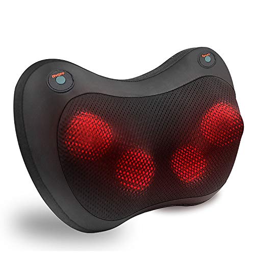 Cojín Masajeador Almohada de Masaje para Cuello, Almohada Cervical con Función de Calor para Relajar el Cuello Hombro Lumbares y Piernas - 3 Velocidades Ajustables para Casa Oficina y Coche