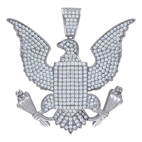 Colgante de plata de ley 925 para hombre con circonita cúbica y diseño de águila – Medidas 43,7 x 44 mm de ancho