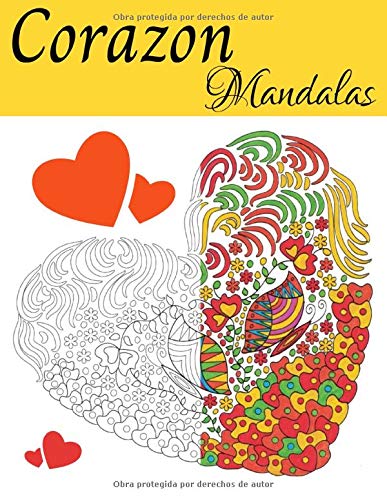 Corazon Mandalas: Libro para colorear para adultos y adolescentes | Mandala | Antiestrés, relajación | Gran formato, 21,6x28 cm.