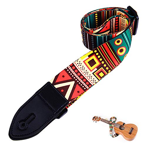 Correa de Guitarra, Correa para Ukelele Ajustable con Impreso de Estilo Retro Étnico, Correa de Guitarra de Poliéster Ajustable Adecuada para Guitarras de Bajo, Eléctricas yAcústicas Correa de Guitarra, Correa para Ukelele Ajustable con Impreso de Estilo Retro Étnico, Correa de Guitarra de Poliéster Ajustable Adecuada para Guitarras de Bajo, Eléctricas yAcústicas