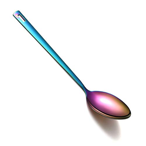 Cuchara de cocina con arco iris, de acero inoxidable, acero inoxidable, chapado en arco iris, cuchara para servir, cuchara para cocinar, cuchara de servir de cocina, apto para lavavajillas Cuchara de cocina con arco iris, de acero inoxidable, acero inoxidable, chapado en arco iris, cuchara para servir, cuchara para cocinar, cuchara de servir de cocina, apto para lavavajillas