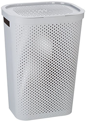 Curver 231008 - Cesta de ropa Infinity, 59 L, con asas, color gris y dots Curver 231008 - Cesta de ropa Infinity, 59 L, con asas, color gris y dots