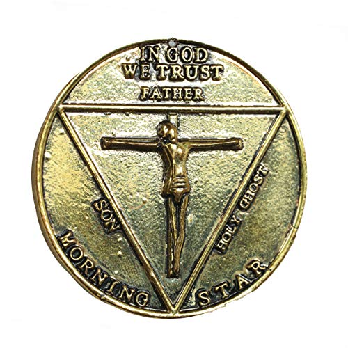 Dailygocn Pentecostal Moneda Satan Coin Morningstar Dorado&Plateado Zinc con Caja para Regalo Vintage Colección Costume Accesorio (Oro)