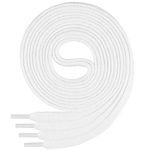 Di Ficchiano - Cordones planos de algodón 100% para zapatillas y calzado deportivo, muy resistentes, aprox. 7 mm de ancho, 45-200 cm de longitud, fabricado en Europa, Unisex, Blanco, 100 Di Ficchiano - Cordones planos de algodón 100% para zapatillas y calzado deportivo, muy resistentes, aprox. 7 mm de ancho, 45-200 cm de longitud, fabricado en Europa, Unisex, Blanco, 100