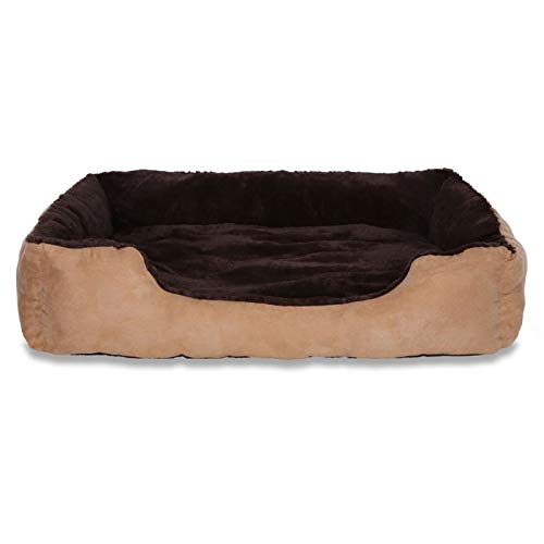 dibea Cama perros cojín perros cesta perros con cojín tamaño (XL) 90x70 cm marrón/beige