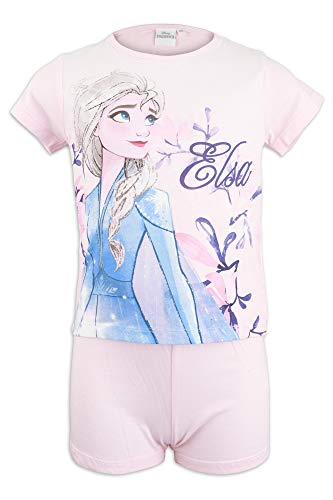 Disney Frozen 2 – Pijama conjunto de 2 piezas de camiseta de manga corta y pantalón corto – para niña – Producto original con licencia oficial 2074 Rosa 6 años