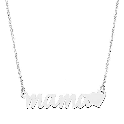 doble aro - Collar Mamá con Corazón en Plata de Ley para Mujer, Regalos para Cumpleaños, Mamá primeriza, Día de la Madre, Aniversarios - Largo 45+3cm de alargador