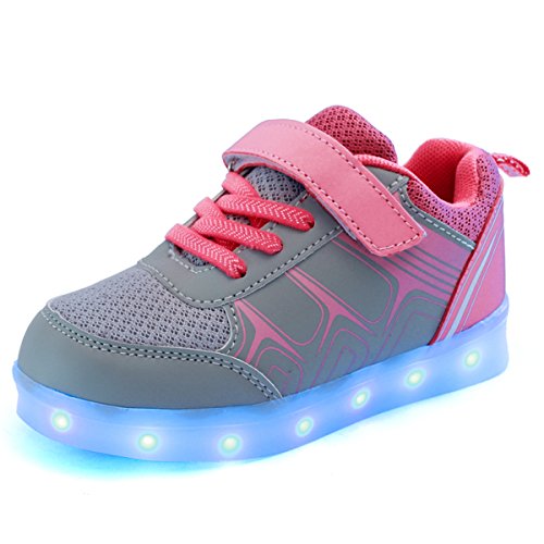 DoGeek Zapatos LED Blanco Negras LED Zapatillas Luces Luminosos Zapatillas 21 Color USB Carga LED Deportivos para Hombres Mujeres