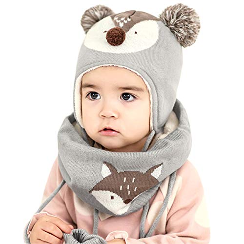 DORRISO Linda Niños Sombrero y Bufanda Guantes Otoño Invierno Primavera Gorro Bebe Calentar Pequeña Zorro Gorro Bufanda Guantes Conjunto Sombrero de Niño Gris DORRISO Linda Niños Sombrero y Bufanda Guantes Otoño Invierno Primavera Gorro Bebe Calentar Pequeña Zorro Gorro Bufanda Guantes Conjunto Sombrero de Niño Gris