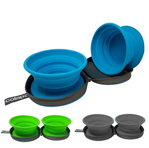 Dos tazones Plegables para Perros - Tazón de Agua para Perros - Tazón Plegable con Estuche de Viaje - Azul Dos tazones Plegables para Perros - Tazón de Agua para Perros - Tazón Plegable con Estuche de Viaje - Azul