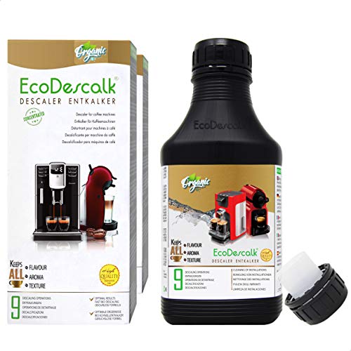 EcoDescalk Ecológico Concentrado (2x9 Descalcificaciones). Descalcificador 100% Natural. Limpiador para Cafeteras. Todas Las Marcas. Producto CE.