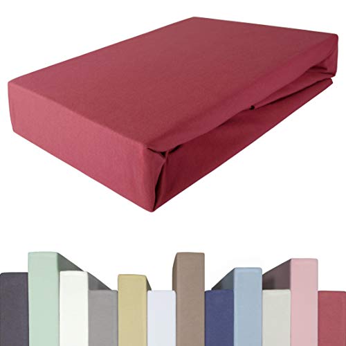 Edda Lux Sábana bajera ajustable para cama de muelles y colchones de hasta 40 cm de alto, calidad prémium, algodón m. 5% elastano, 190 g/m², 180 x 200, 200 x 200, 200 x 220 cm, sábana bajera ajustable