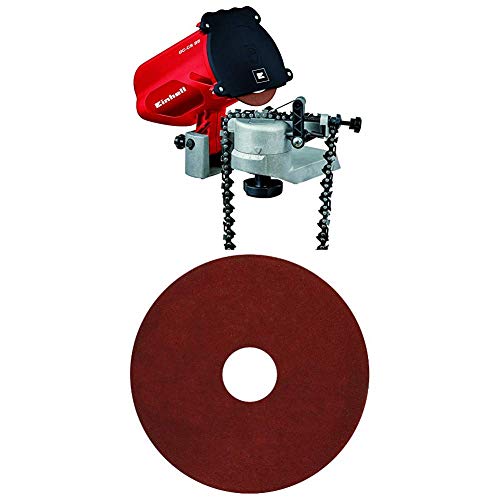 Einhell Afilador GC-CS 85 para cadenas de motosierra, 85 W, 220-240 V, color rojo y negro (ref. 4500089) & 4500076 Disco para afilador de cadenas de motosierra (3,2mm)