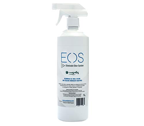 EOS (1 litro) Elimina olores de Mascotas de Forma instantánea. Antiolor para Todo Tipo de Mascotas (Perros, Gatos, etc) y Aplicaciones (sofás, areneros, Camas, Coche, etc) Limpiador enzimático orina