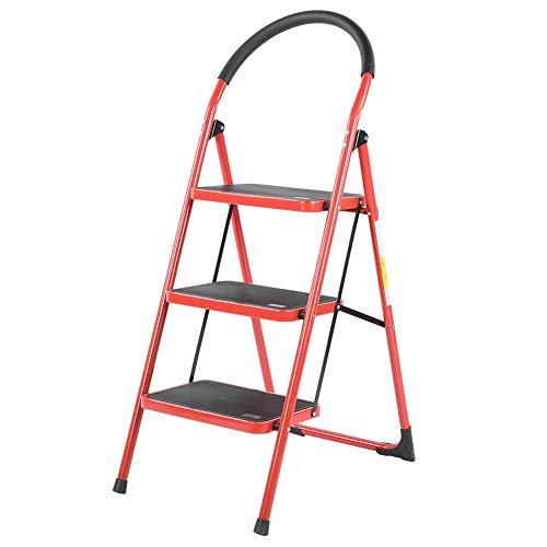 Escalera plegable 2/3 peldaños antideslizantes con reposabrazos multifunción, escalera escalera compacta robusta y estable para casa (3 peldas) Escalera plegable 2/3 peldaños antideslizantes con reposabrazos multifunción, escalera escalera compacta robusta y estable para casa (3 peldas)