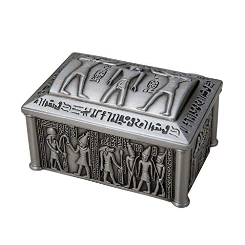 Europea urnas retro, hecho a mano de las cenizas de los restos de la cremación estilo egipcio Tanque - Dressing Room joyería de escritorio caja de almacenamiento ( Color : Silver , Size : 9*6.2*5cm )