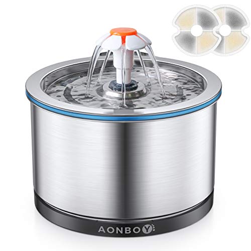 Fuente Para Gatos, AONBOY Bebedero Gatos de Acero Inoxidable, Iluminación Nocturna, Bomba de Agua Mejorada, Muy Silenciosa,Dispensador Automático de Agua Para Mascotas con 2 Filtros de Carbón Activado Fuente Para Gatos, AONBOY Bebedero Gatos de Acero Inoxidable, Iluminación Nocturna, Bomba de Agua Mejorada, Muy Silenciosa,Dispensador Automático de Agua Para Mascotas con 2 Filtros de Carbón Activado