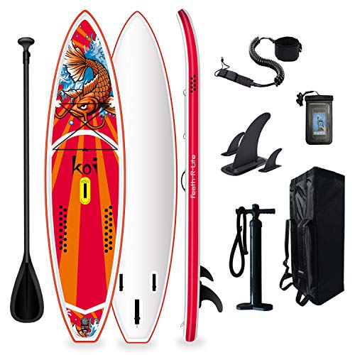 FunWater Tabla de surf de remo, hinchable, 350 x 86 x 15 cm, todo incluye tabla, tabla antideslizante, mochila de viaje, remo ajustable, bomba, correa, bolsa impermeable