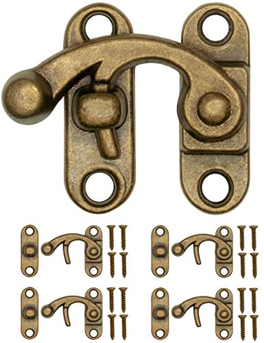 Fuxxer® cierres antiguos, ganchos, accesorios para muebles, diseño de bronce y hierro, para cajas de vino, latas en estilo rústico vintage, macizo, 32 x 27 mm, juego de 4 Fuxxer® cierres antiguos, ganchos, accesorios para muebles, diseño de bronce y hierro, para cajas de vino, latas en estilo rústico vintage, macizo, 32 x 27 mm, juego de 4