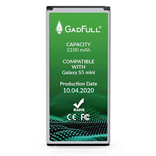 GadFull Batería de reemplazo para Samsung Galaxy S5 Mini | 2020 Fecha de producción | Corresponde al Original EB-BG800BBE | Compatible con SM-G800F | Duos SM-G800H batería de Repuesto GadFull Batería de reemplazo para Samsung Galaxy S5 Mini | 2020 Fecha de producción | Corresponde al Original EB-BG800BBE | Compatible con SM-G800F | Duos SM-G800H batería de Repuesto