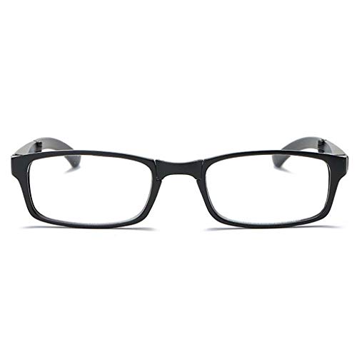 Gafas de lectura plegables,Portátil Completo lectores de marco Piernas de resorte telescópico Con caja del espejo mini cuero Unisex-negro +2.5