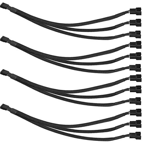 Gebildet Cable Divisor de Ventilador PWM de 4 Pines, Adaptador Trenzado con Mangas Cable de Extensión de Alimentación del Ventilador de PC para Computadora Convertidor de 1 a 3