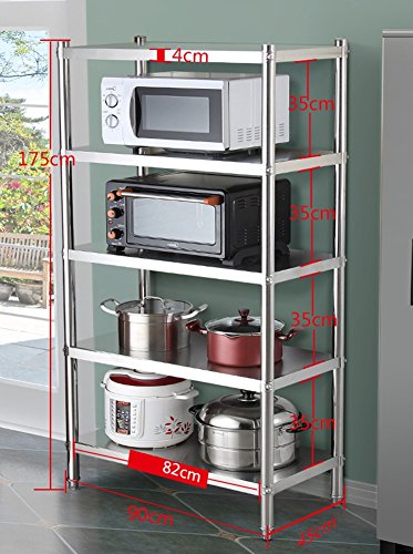 Gran Soporte De Microondas De Acero Inoxidable Estante De Metal De Almacenamiento Alto Cocina Mini Refrigerador Estante De Horno 5 Teir (Size : Length 82CM)